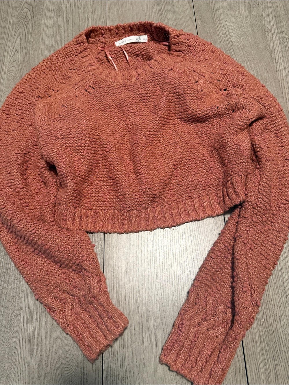 Altar'd State Rust-Red Cropped Crew Sweater